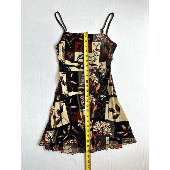 Cider Mini Dress Top Patchwork Floral Mesh Lined Straps Women’s XS/S Y2K Fairy - Picture 2 of 8